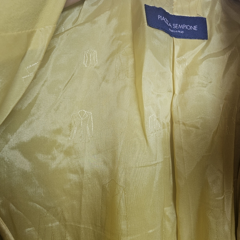 PIAZZA SEMPIONE‎ Canary Yellow Cotton Blend Jacket Blazer Sz 40 - Picture 4 of 9